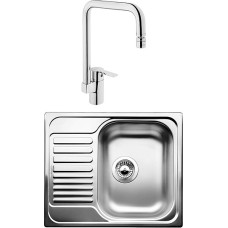 Комплект  Мойка кухонная Blanco Tipo 45 S Mini сталь матовая + Смеситель VitrA Single sink mixer A42388EXP для кухонной мойки 