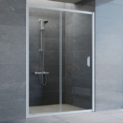Душевая дверь в нишу Vegas Glass ZP 135 07 01 профиль матовый хром, стекло прозрачное