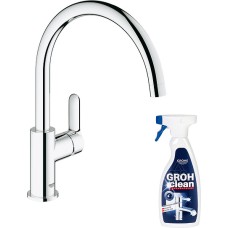 Смеситель Grohe BauEdge 31367000 для кухонной мойки + Средство для очистки Grohe Grohclean 48166000 