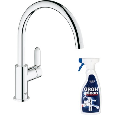 Смеситель Grohe BauEdge 31367000 для кухонной мойки + Средство для очистки Grohe Grohclean 48166000
