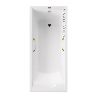 Чугунная ванна Vinsent Veron Devon 175x70x45 с квадратными золотыми ручками