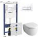 Комплект Инсталляция Geberit Duofix Платтенбау 4 в 1 с белой кнопкой + Унитаз Keramag iCon безободковый + Шумоизоляция