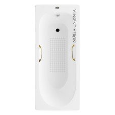 Чугунная ванна Vinsent Veron Soissons 170x70x42 с квадратными золотыми ручками и антискользящим покрытием