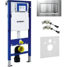 Система инсталляции для унитазов Geberit Duofix UP320 111.300.00.5 с кнопкой смыва матовый хром/хром, шумоизоляцией и креплениями 