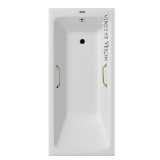 Чугунная ванна Vinsent Veron Kingston 180x80x50 с квадратными золотыми ручками