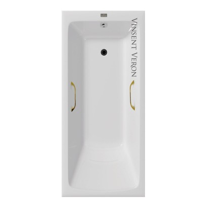 Чугунная ванна Vinsent Veron Kingston 180x80x50 с квадратными золотыми ручками