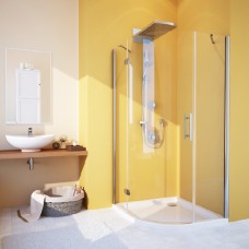 Душевой уголок GuteWetter Lux Meliori GK-101 левый 90x90 см стекло бесцветное, профиль хром 