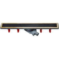 Душевой лоток Pestan Confluo Premium Gold Black Glass Line 750 черное стекло/позолоченная сталь 