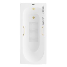 Чугунная ванна Vinsent Veron Soissons 170x70x42 с квадратными ручками матовое золото и антискользящим покрытием