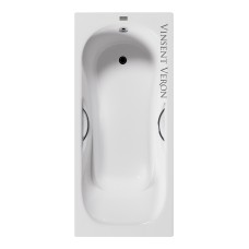 Чугунная ванна Vinsent Veron Aura 170x75x42 с дугообразными хромированными ручками