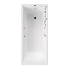 Чугунная ванна Vinsent Veron Devon 180x75x45 с квадратными золотыми ручками