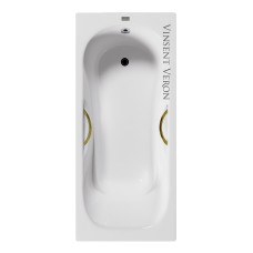 Чугунная ванна Vinsent Veron Aura 150x75x42 с дугообразными золотыми ручками