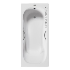 Чугунная ванна Vinsent Veron Aura 180x80x45 с дугообразными ручками оружейная сталь
